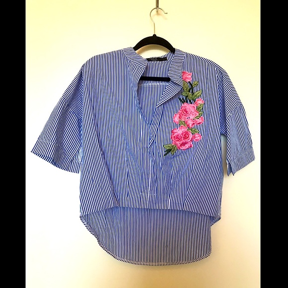 Paper Heart Blue and white Striped Blouse | S - Picture 1 of 6